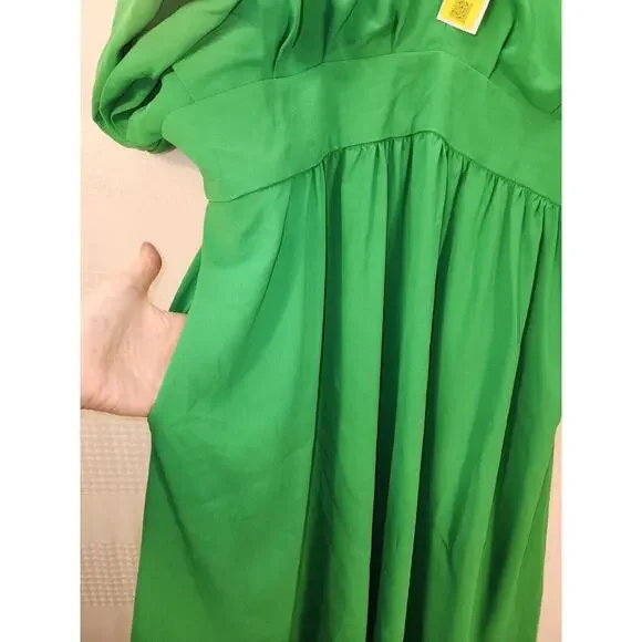 Alexia Admor Dress Size 2x Green August Draped Deep Vneck Fit & Flare Maxi 7522 - Picture 6 of 12